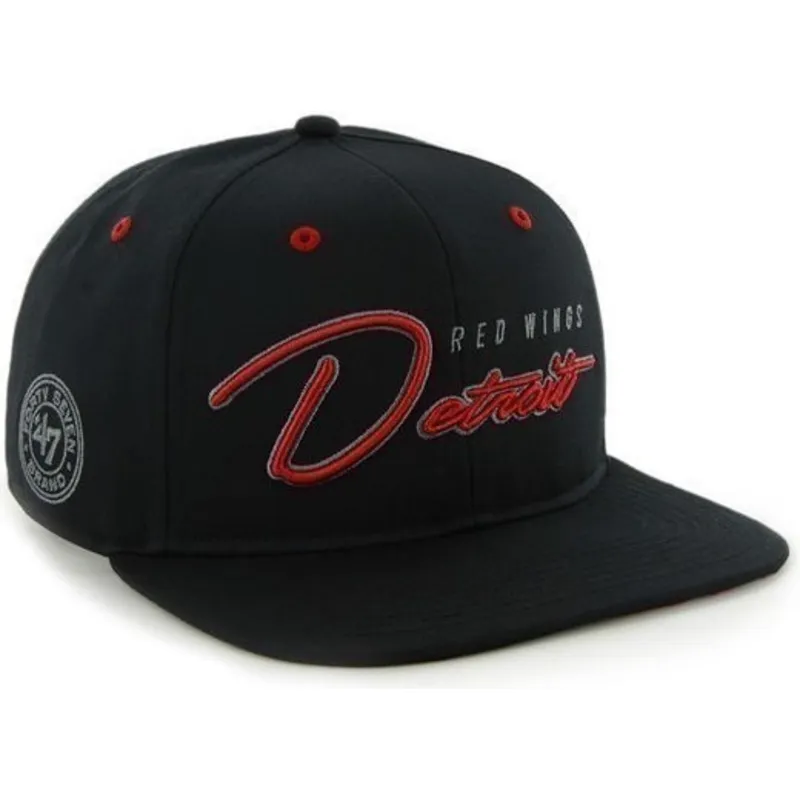 shapka-ploska-cherna-snapbek-letras-na-detroit-red-wings-nhl-ot-47-brand