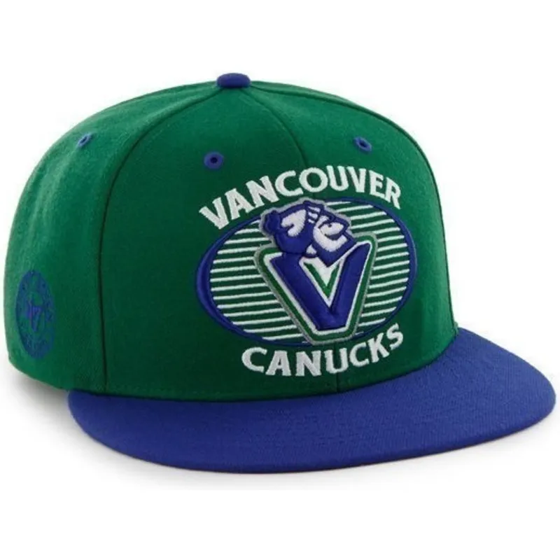 shapka-ploska-zelena-snapbek-na-vancouver-canucks-nhl-ot-47-brand