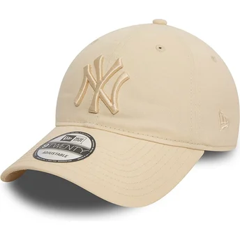 Beige verstellbare Kappe mit gebogenem Schirm und beigem Logo 9TWENTY League Essential der New York Yankees MLB von New Era