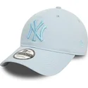 verstellbare-hellblaue-kappe-mit-gebogenem-schirm-und-blauem-logo-9twenty-league-essential-der-new-york-yankees-mlb-von-new-era