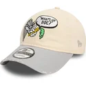 beige-graue-verstellbare-9twenty-washed-kappe-von-bugs-bunny-looney-tunes-von-new-era