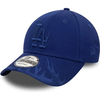 Gorra curva azul ajustable con logo azul 9FORTY Flame de Los Angeles Dodgers MLB de New Era