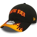 casquette-courbee-noire-et-orange-ajustable-9twenty-race-flame-new-era