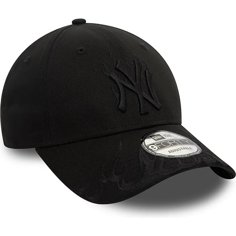 shapka-izvita-cherna-reguliruem-9forty-flame-na-new-york-yankees-mlb-ot-new-era