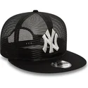 schwarze-9fifty-flat-brim-trucker-kappe-mit-gesticktem-mesh-der-new-york-yankees-mlb-von-new-era