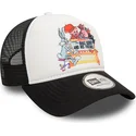 gorra-trucker-blanca-y-negra-bugs-bunny-and-his-friends-a-frame-de-looney-tunes-de-new-era