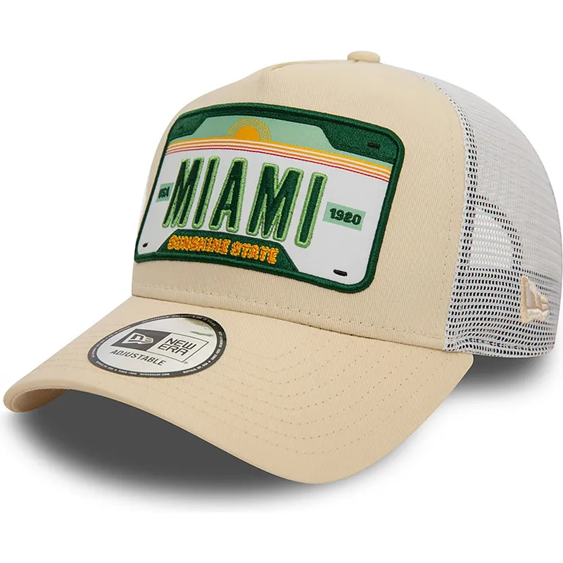 shapka-izvita-traker-bezhov-snapbek-a-frame-license-plate-na-miami-ciudades-playas-ot-new-era