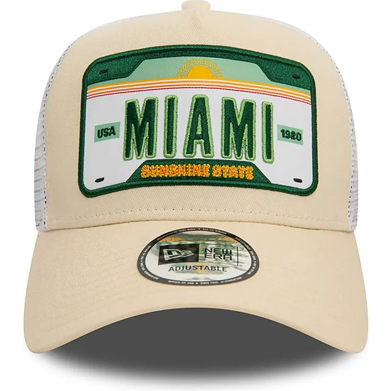 shapka-izvita-traker-bezhov-snapbek-a-frame-license-plate-na-miami-ciudades-playas-ot-new-era