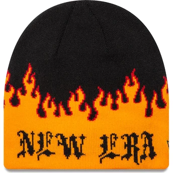 New Era Skull Knit Flame Mütze in Schwarz und Orange