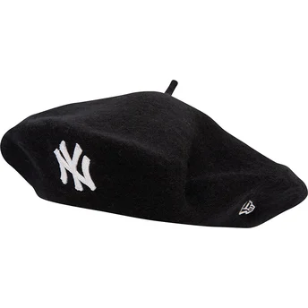 Sort kvindehue Wool Beret fra New York Yankees MLB fra New Era