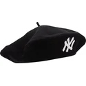 sort-kvindebaskerhat-wool-beret-fra-new-york-yankees-mlb-fra-new-era
