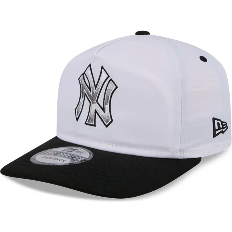 gebogene-weisse-und-schwarze-snapback-kappe-golfer-chrome-logo-von-new-york-yankees-mlb-von-new-era