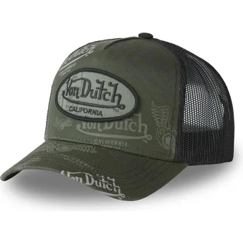 Шапка извита тракер зелена снапбек CAFE01 от Von Dutch