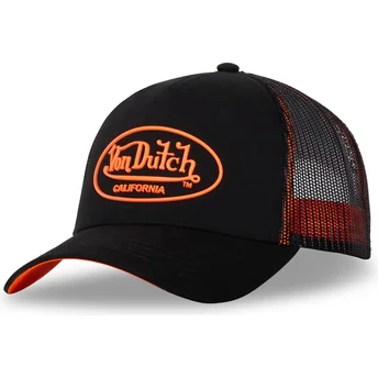 Casquette trucker noire et orange DOM O Von Dutch