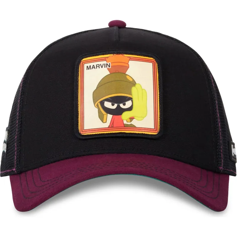 schwarze-und-weinrote-trucker-kappe-marvin-der-marsmensch-loo10-vmar-looney-tunes-von-capslab