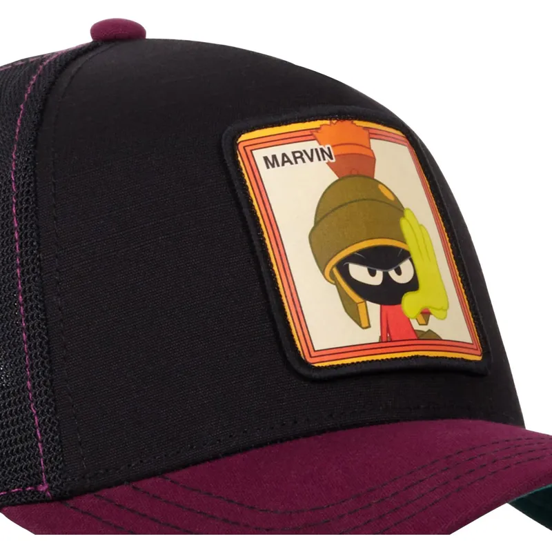 schwarze-und-weinrote-trucker-kappe-marvin-der-marsmensch-loo10-vmar-looney-tunes-von-capslab