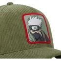grune-snapback-kappe-mit-gebogenem-schirm-kakashi-hatake-ns3-cor-naruto-von-capslab