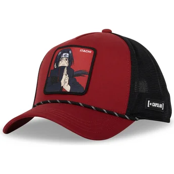 Capslab Itachi Uchiha RED Naruto Red and Black Trucker Hat