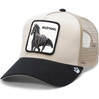 trucker-cap-beige-und-schwarz-pferd-the-mustang-the-farm-von-goorin-bros