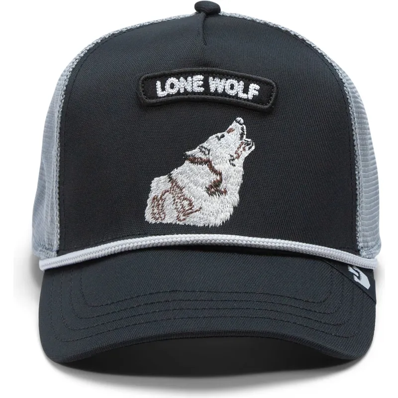sort-og-gra-trucker-kasket-med-ulv-gb2-lone-wolf-the-rocker-the-farm-fra-goorin-bros