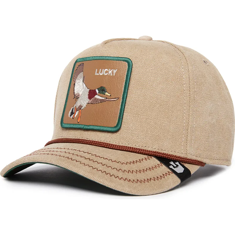 shapka-izvita-bezhov-snapbek-lucky-duck-canvas-the-farm-ot-goorin-bros