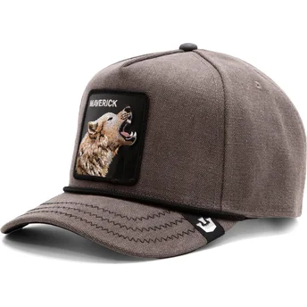 Gorra curva gris snapback lobo Maverick Howling Duck Canvas The Farm de Goorin Bros.