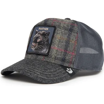 Casquette trucker grise panthère Moon Panther UK Plaid...