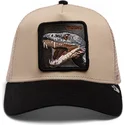 casquette-trucker-beige-et-noire-serpent-the-vicious-snake-eco-brutalism-the-farm-goorin-bros