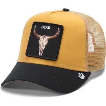 Gul og sort truckerkasket okse The Dead Skull Eco Brutalism The Farm fra Goorin Bros.