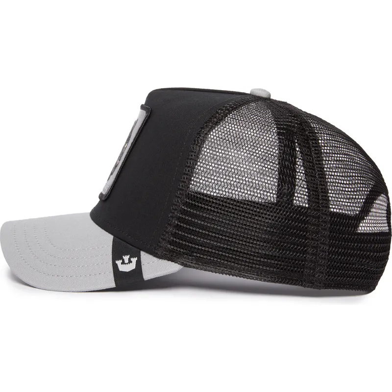 sort-og-gra-panter-trucker-kasket-the-black-panther-big-cats-the-farm-af-goorin-bros