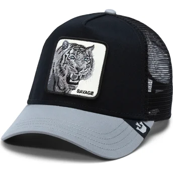 Schwarze und graue Trucker-Kappe Tiger The Savage Tiger Big Cats The Farm von Goorin Bros.