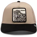 gorra-trucker-beige-y-negra-leopardo-menace-the-snow-leopard-big-cats-the-farm-de-goorin-bros