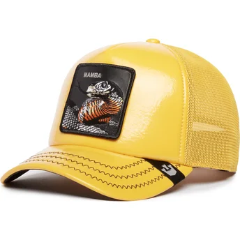 Casquette trucker jaune serpent Mamba Mentality Puff...