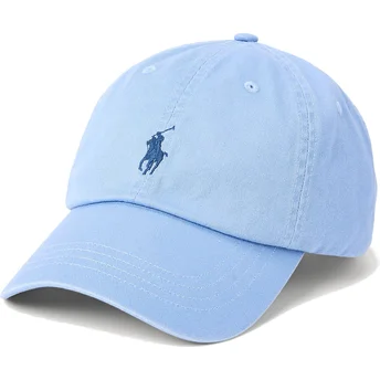 Casquette courbée bleue claire ajustable avec logo bleu Cotton Chino Classic Sport Polo Ralph Lauren