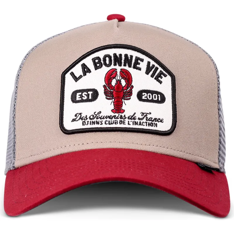 beige-graue-und-rote-trucker-cap-la-bonne-vie-hft-von-djinns