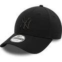 casquette-courbee-noire-ajustable-9forty-check-infill-new-york-yankees-mlb-new-era