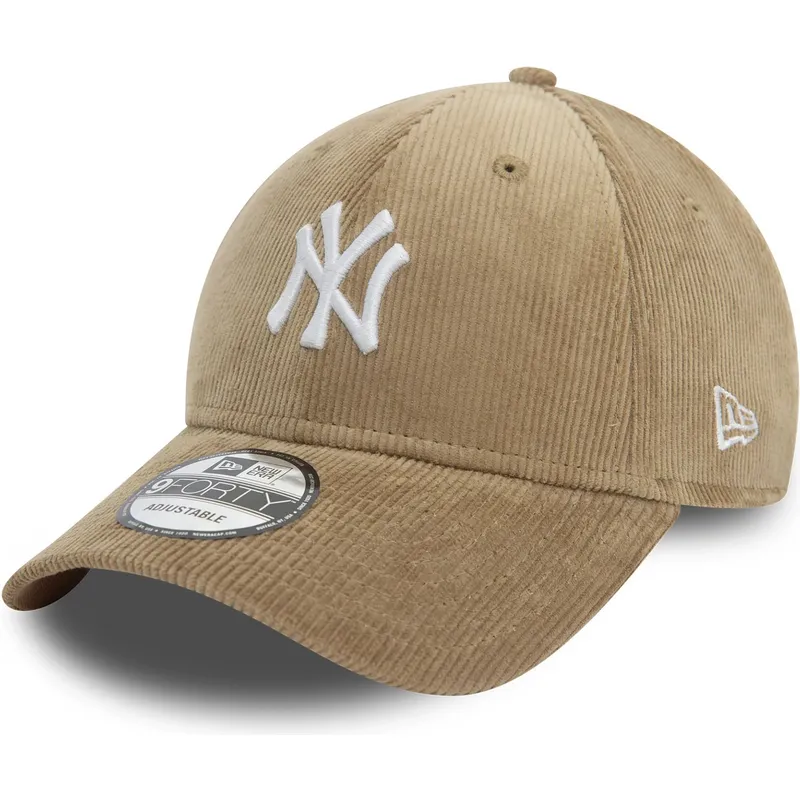 beige-gebogene-verstellbare-9forty-cord-kappe-der-new-york-yankees-mlb-von-new-era