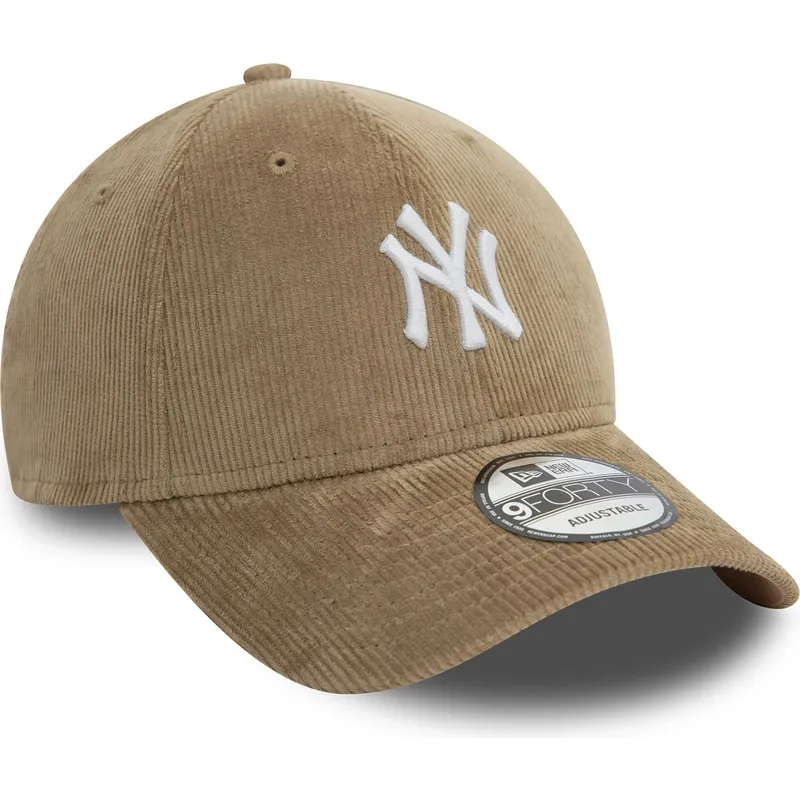 beige-gebogene-verstellbare-9forty-cord-kappe-der-new-york-yankees-mlb-von-new-era