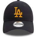 new-era-curved-brim-yellow-logo-9twenty-league-essential-los-angeles-dodgers-mlb-navy-blue-adjustable-cap