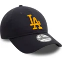 casquette-courbee-bleue-marine-ajustable-avec-logo-jaune-9twenty-league-essential-los-angeles-dodgers-mlb-new-era