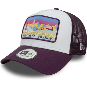 New Era A Frame Ski Patch Cities and Beaches Courchevel Purple Trucker Hat