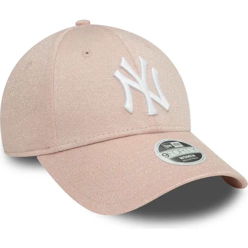 gebogene-rosa-verstellbare-damenkappe-9forty-glitter-der-new-york-yankees-mlb-von-new-era