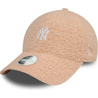 New Era Извита Козирка Дамска 9FORTY Borg New York Yankees MLB Розова Регулируема Шапка