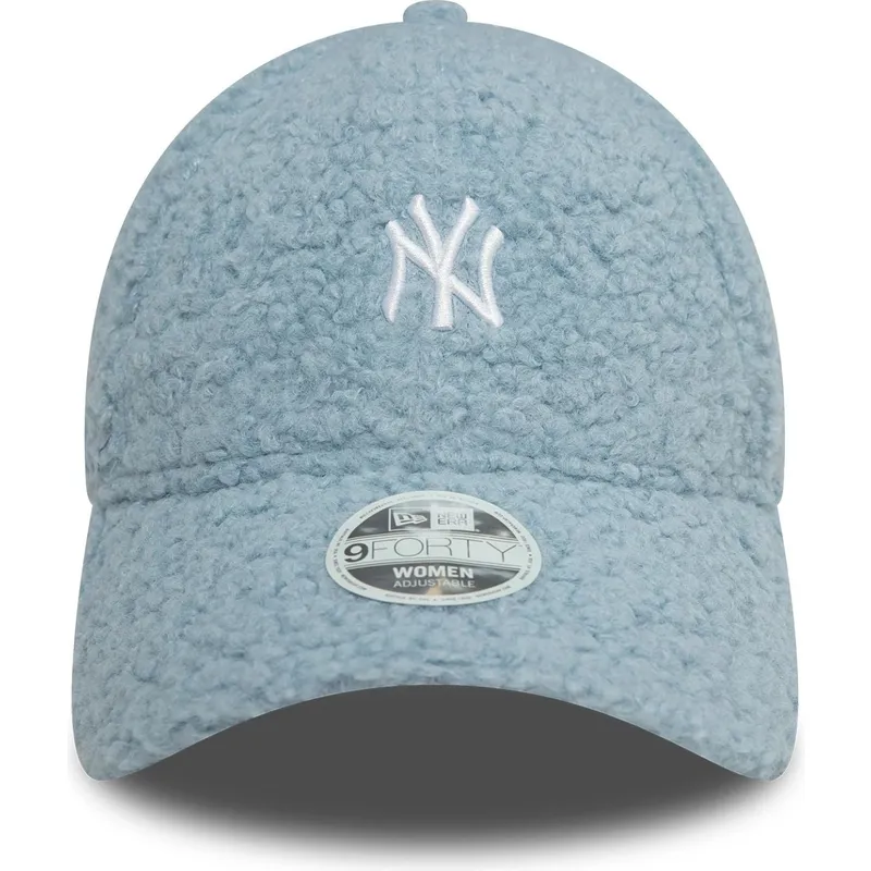 hellblaue-gebogene-verstellbare-damenkappe-9forty-borg-der-new-york-yankees-mlb-von-new-era