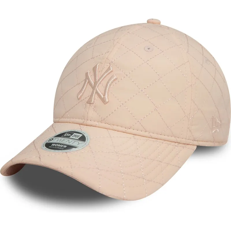 gebogene-rosa-verstellbare-damenkappe-9twenty-padded-new-york-yankees-mlb-von-new-era