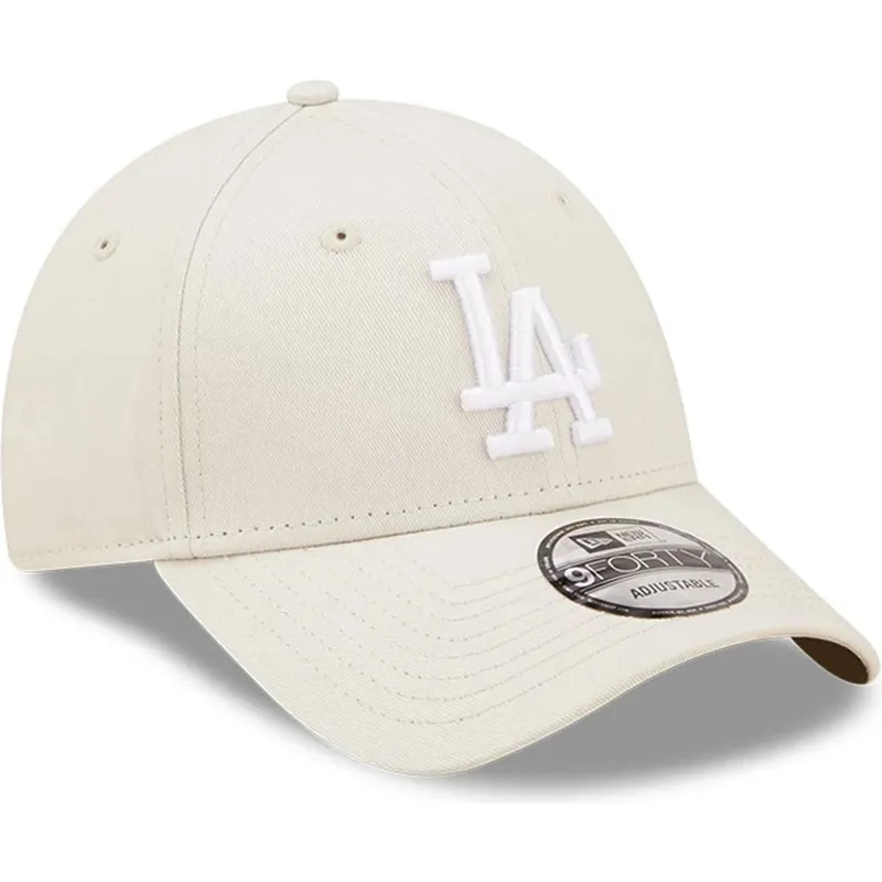 buet-beige-justerbar-9forty-league-essential-kasket-fra-los-angeles-dodgers-mlb-fra-new-era
