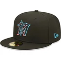 shapka-ploska-cherna-prilepnala-59fifty-ac-perf-na-miami-marlins-mlb-ot-new-era