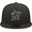 casquette-plate-noire-ajustee-59fifty-ac-perf-miami-marlins-mlb-new-era