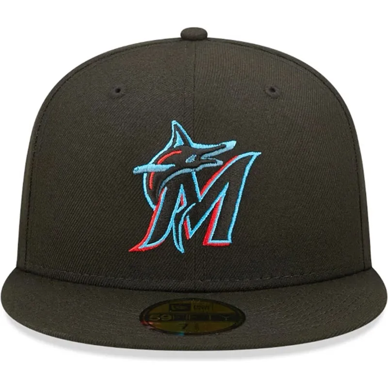 shapka-ploska-cherna-prilepnala-59fifty-ac-perf-na-miami-marlins-mlb-ot-new-era