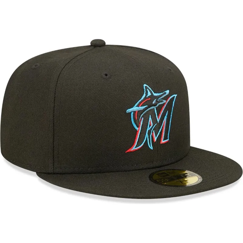 shapka-ploska-cherna-prilepnala-59fifty-ac-perf-na-miami-marlins-mlb-ot-new-era